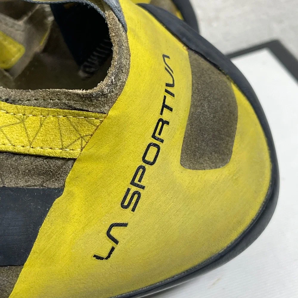 La Sportiva Finale Yellow Brown Black Rock Climbing Shoes‎ Lace up Men's 12.5 US